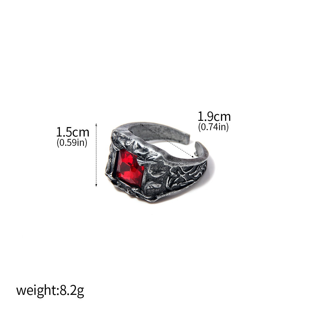 Dark Souls 3 Ring GameDragon Snake Bite Blood Ring Black Red Blue Gemstone Retro Style Ring