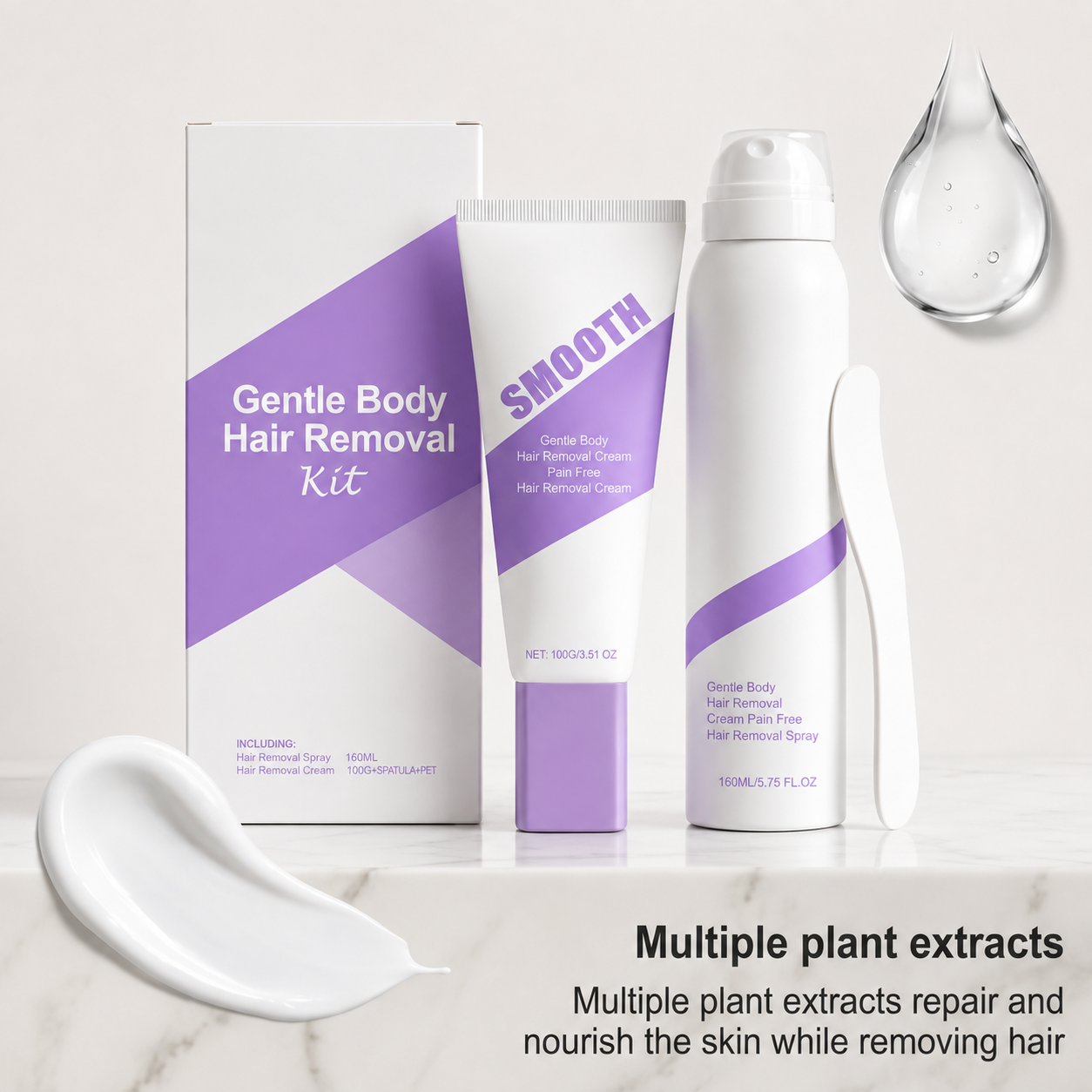 Bikini Pain-Free Hair Removal Cream for Sensitive Skin,Gentle Citrus Sensitive Skin Hair Removal Cream&Spray